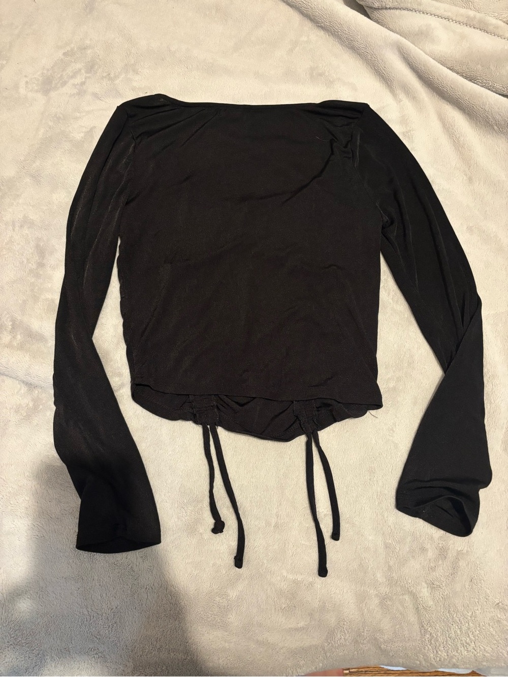 Ina Black Long-Sleeve Ruched Drawstring Top - Picture 3 of 4